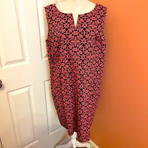 Talbot’s Navy with Coral Sheath Dress in 20W